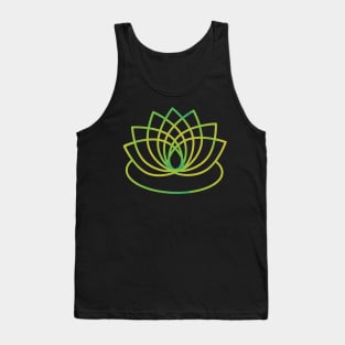 Green and Yellow Lotus Flower Tank Top